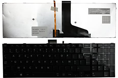 Power4Laptops Francese Retroilluminato Nero Lucido Tastiera Sostitutiva per Portatili Compatibile con Toshiba Satellite L50-A-161