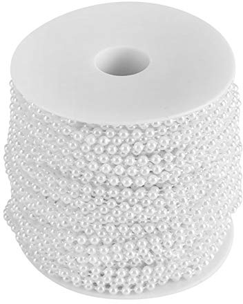 AUNMAS 40m/Rolle Perlenvorhang, 4mm Durchmesser künstliche Perle DIY Ornamente Perlen Vorhang für Hochzeit Festival Party Dekoration (Weiß)