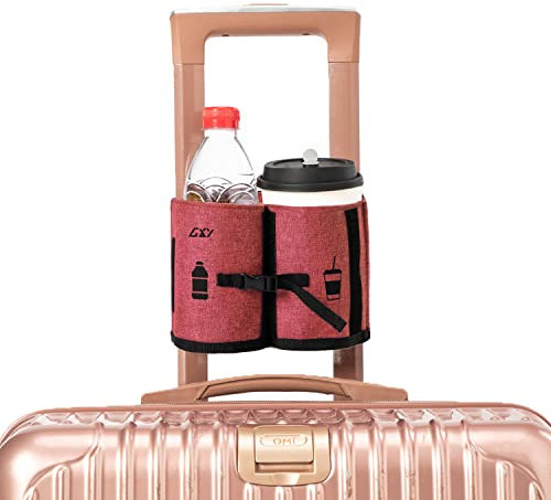 Porte-gobelet de Voyage Portable pouvant contenir Deux Tasses à café - Libérez Votre Main pour Boire - s'adapte à Toutes Les poignées de Valise - Accessoire de Voyage, Orange, One Size