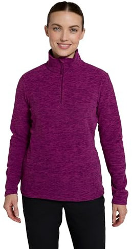 Mountain Warehouse Snowdon Womens Fleece Top - Warm Pullover, Lightweight Sweater, Half Zip, Breathable Ladies Tee, Quick Drying - For Spring Summer, Walking, Travelling Grape Women's Size 12
