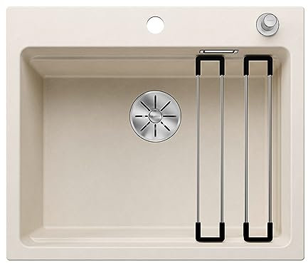 BLANCO ETAGON 6 | Granitspüle aus SILGRANIT softweiß | Einbauart: Einbau von Oben | für 60 cm breite Unterschränke | Durchdachtes Systemkonzept mit vielseitig verwendbaren ETAGON-Schienen