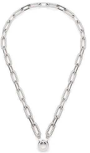 JEWELS BY LEONARDO Halskette Clip & Mix Moni • Kette aus silberfarbenem Edelstahl • massives Gliederarmband • Statement-Kette mit Kordelstruktur • 43 cm Länge • Geschenk Damen Schmuck • 023067