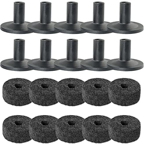 MEETOOT 10 Sets Beckenständer Filz Unterlegscheibe Kit Kunststoff Drum Becken Ständer Hülsen Schlagzeug Zubehör Schwarz