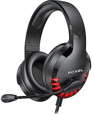 Roxel RGM-250 Wired Gaming Headset for PC PS4/PS5 Xbox - Computer Headphones with Microphone/Adjustable Headband, 7.1 Surround Sound, Noise Isolating Wired Headset with RGB Light