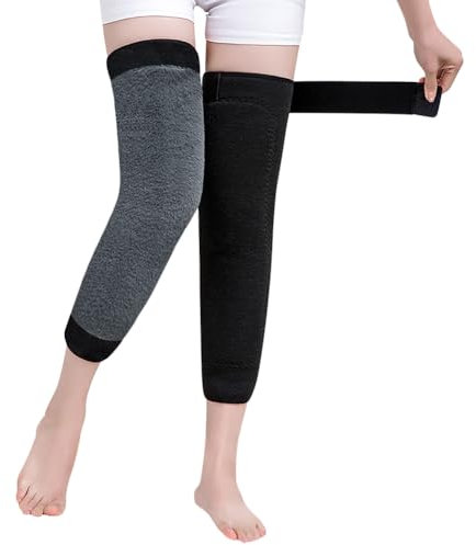 Men Women Thermal Knee Braces Thick Long Leg Warmers Cozy Warm Knee Pads Winter Leg Sleeves Knee Support Leggings Stockings Breathable Windproof Knee Warmers for Arthritis Tendonitis Ski Cycling Run