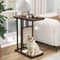 GYMAX Cat Tree End Table, C-Shaped Cat Side Table with Scratching Board, Washable Cushion & Hanging Toy, Modern Cat Furniture for Living Room Bedroom