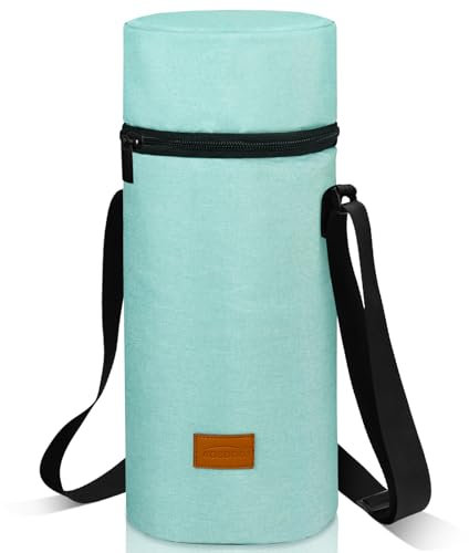Aosbos Sac à Vin pour 1,5 litres Bouteille d’Eau Sac Isotherme Réutilisable avec Bandoulière pour Transport de Champagne Boisson Gazeuse Bière, Vert Menthe