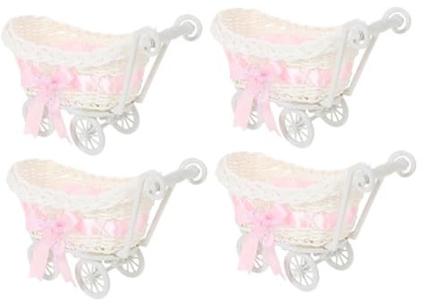 Ciieeo 4 Pezzi Baby Shower Candy Holder Cesto Intrecciato a Forma di Passeggino Decorazioni per Baby Shower Cestini per Bomboniere