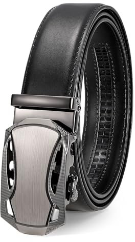 WERFORU Herren Gürtel Leder Automatik Ratsche Ledergürtel für Männer Anzug Business Kleidung, Breit 35mm, Schwarz
