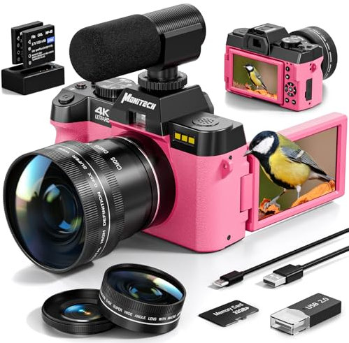 Monitech 48MP Appareil Photo numérique pour la Photographie 16x Zoom numérique 4K caméra vidéo pour la Photographie vlogging caméra pour Youtube avec Carte SD 32gb,S100