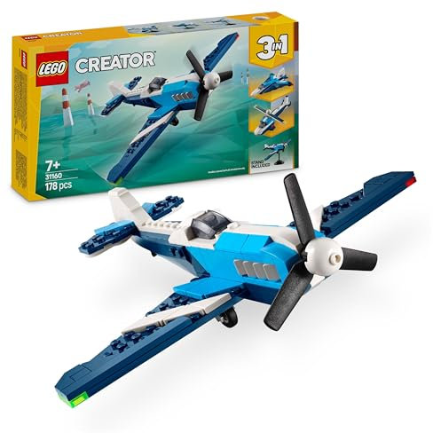 LEGO Creator 3in1 Aircraft: Race Plane Toy - Transforms into a Jet or Helicopter Model - Vehicle Building Set for Age 7+ Boys & Girls - Fun Birthday Gift Idea - 31160