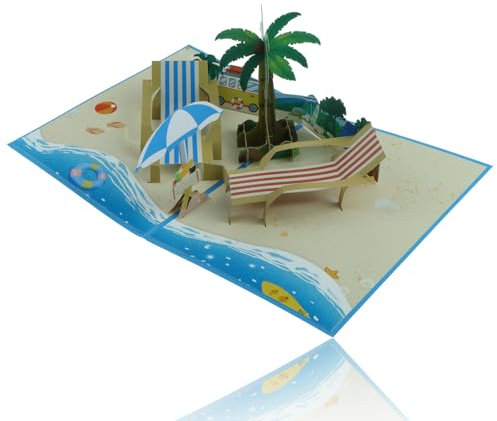 Pop-Up Karte Reisegutschein Glückwunschkarte Geburtstagskarte, Pop Up Karte Glückwunschkarte Geburtstagskarte Geschenkkarte Reisegutschein Geburtstag Urlaub Reise Strandurlaub Maritim Meer Flitterwoch