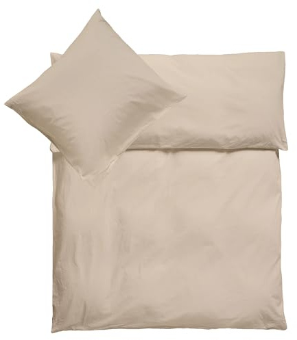 Julido Jersey-Bettwäsche-Set und Kissenbezug, 100% Baumwolle (Oeko-TEX). 2-teiliges Bettwäsche-Set mit Kunststoff-Druckknöpfen, ultraweich und atmungsaktiv (Cream, 135 x 200 + 80 x 80 cm)