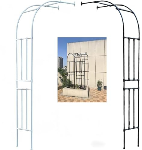 Generisch Außenbereich Gartenbogen Halbbogen Rankgitter, 10 Größen, Metall halbrund Rosenbogen, Torbogen für Kletterpflanzen, Rankhilfe Rankbogen Garage Terrasse Dekoration(schwarz,H240 X W90cm)