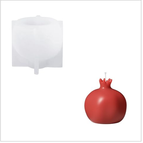 BOOWAN NICOLE 3D Granatapfel-Blüte Kerze Silikonform,Pomegranate Silikon Kerzenform,Kerzenherstellung Gießform für Geschenk (LZ0882)