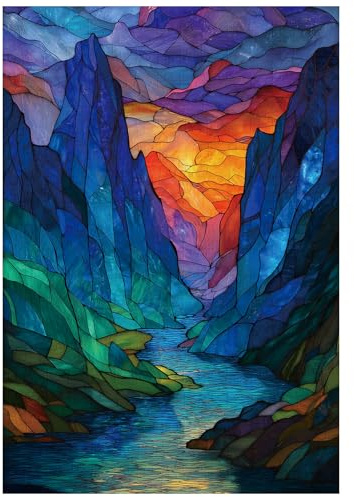 Ulord 300 Piece Puzzle for Adults Nature Mountain Puzzles 15x10 Inches | Stained Glass Jigsaw Puzzle for Adult Kids Home Decoration Birthday Party Gift Toys
