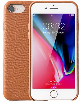 KMP Echtleder Schutzhülle für iPhone 8 Plus Brown