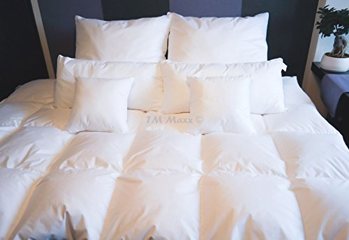 TM Maxx DAUNENDECKE Decke 135x200cm GÄNSEDAUNEN DER BESTEN QUALITÄT1600GRAMM (Farbe Weiß mit weißer Bisse)