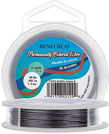 BENECREAT 20Gauge(0.8mm) Tarnish Resistant Gunmetal Wire Jewellery Making Copper Wire, 10M/11Yard
