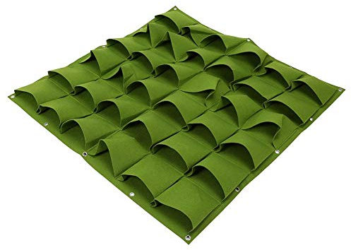 36 Taschen Outdoor Vertikale Greening Blume Hängende Wand Gartenpflanze Wachsen Filz Taschen 2 Farben für Garten(grün)