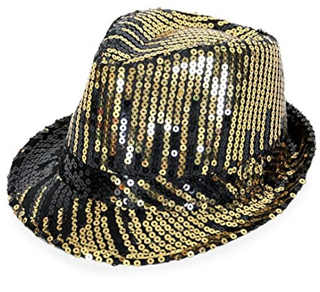Paillettenhut, sortierte Farben, Gr. 58 cm, Partyhut, Karneval, glitzer, Pailletten (gold/schwarz)