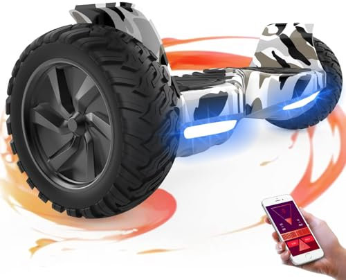 GeekMe Hoverboards Offroad 8.5 Zoll, SUV Hoverboards mit APP, Bluetooth Lautsprecher, Doppelmotor, LED Lichter, All Terrain Hoverboards für Kinder und Erwachsene