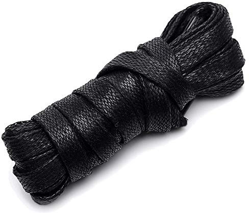 rismart Encerado Plano Cordones de Zapatos - 7 mm de ancho - Ideal para Calzado Casual P07,Negro (1 pares),150 cm