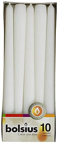 2 x Bolsius Kerze White Box 10 - Klassisch, Weiß, Parfümfrei, Indoor, 2 Stück, Ganzjährig, Feier, Pyramide, Wachs, Kein Behälter
