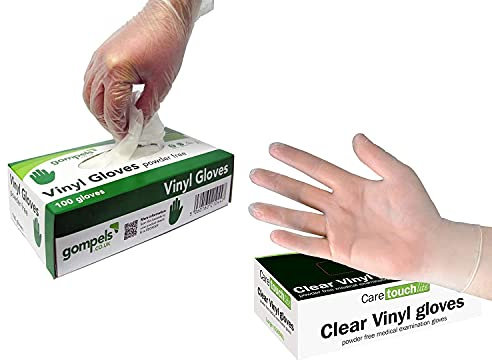Disposable Gloves, Proform Powder-Free Vinyl Blue Gloves 100 Pack, Suitable for caterers, Suitable for non-invasive medical procedures, washing, cleaning, industrial, home use (Large, Blue)