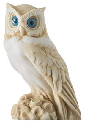 Eule von Athen Weisheit Alabaster Goldfarbene Skulptur Antike griechische Handarbeit 12.5 cm