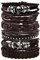 Milakoo braune Lederarmbänder Set Punk Gothic Armband Totenkopf Armband Geflochten Armreif