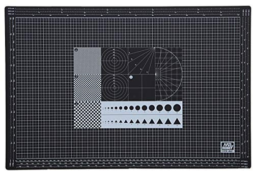 ＭＲ．ＨＯＢＢＹ＼ミスターホビー MT801 Mr. Cutting Mat, A3 Size, Mr. Tools, Schneidematte, Sichere Unterlage zum Schneiden & Basteln, Für Modellbau, Schnittfest, mit Maßskala, Schwarz, Weiß, PVC, DIN A3
