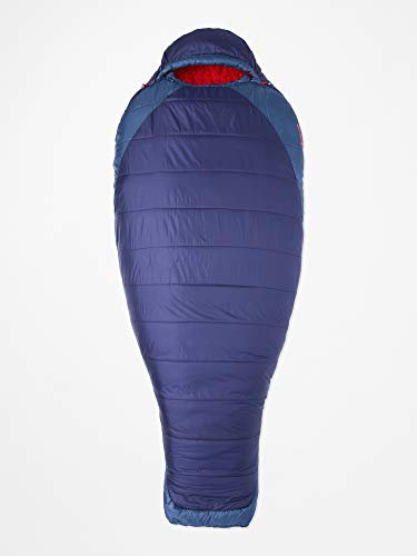 Marmot Damen Wm's Trestles Elite Eco 20 Plus, Synthetik-Mumienschlafsack für Damen, sehr Leichter, umweltfreundlicher und Warmer 3 Jahreszeiten Schlafsack, Midnight/Storm, LZ