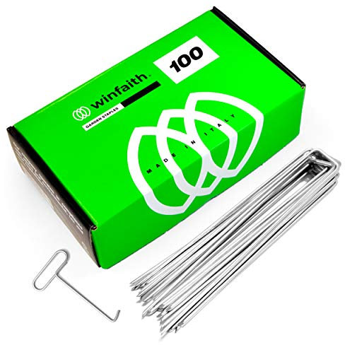 Winfaith Picchetti Telo Pacciamatura in Acciaio H200 x L30 x D3 mm Pezzi 100 Terreno Morbido o Sabbioso - Made in Italy EN 10204 3.1 Zincato a Caldo - Antiruggine Giardino Erba Sintetica Ancoraggio