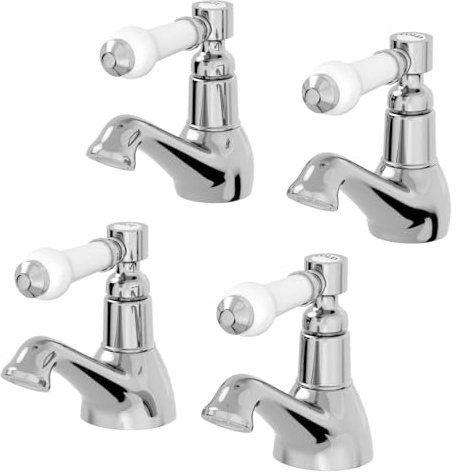 Architeckt® Winchester Bathroom Basin Taps and Bath Pillar Tap Set Pair Round Single Lever Handle Traditional, Chrome
