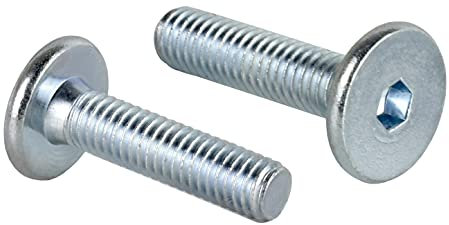 woplus Flachkopfschrauben Möbelschrauben Möbelverbinder Stahl Verzinkt M6 x 25mm Flachkopf Antrieb:Innensechskant SW4 (10 Stück M6 x 25mm)