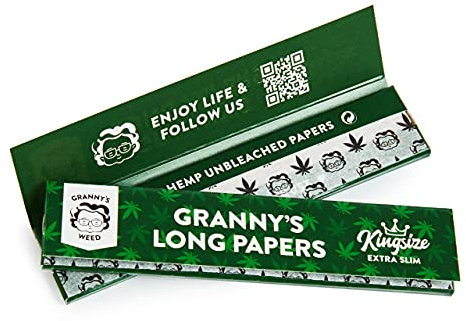 6x Granny's® Organic Long Papers extra Slim aus Hanf | King Size | 36 Blatt ungebleicht | Organic Hemp | 108 x 36 mm Neuauflage ! Queen size !