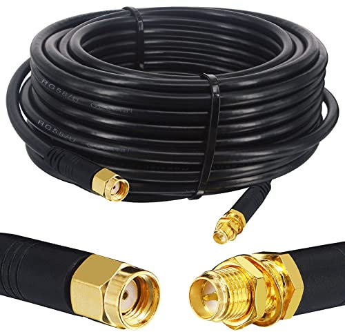 Boobrie Élevé Câble RP-SMA 10M Câble Coaxial RG58/U RP-SMA Mâle à RP-SMA Femelle Antenne RP SMA à Faible Perte Extension RPSMA SuperFlex RG58 pour Antenne WiFi 4G Wifi Routeur sans Fil Hotspot