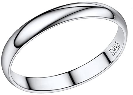 PROSILVER Herren Verlobungsring Ehering Silber 925 Ring Größe 59 3mm glänzender Silberring Trauring Memoirering Ewigkeitsring Schmuck für Hochzeit Verlobung
