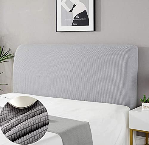 APTBJKUiU Bett Kopfteil Hussen Einfarbig Staubhülle Elastische All-Inclusive Kopfteilbezug Schlafzimmer Rundum-Paket, passend für eine Vielzahl von Bettköpfen Dekor hellgrau 120cm (47-55)