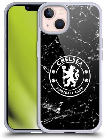 Head Case Designs Officially Licensed Chelsea Football Club Black Marble Crest Soft Gel Case Compatible With Apple iPhone 13
