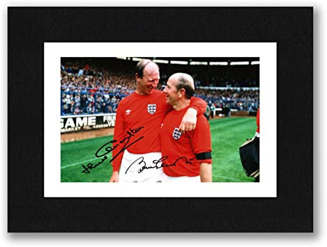 JACK & BOBBY CHARLTON Signed 8x6 Inch Mounted Photo Print Pre Printed Signature England World Cup 1966 - Autograph Football Gift, Ready To Be Framed