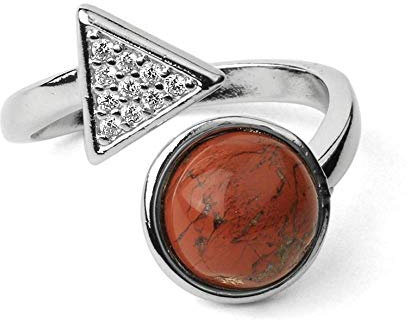 Ring Verstellbar,Vintage Verstellbare Ringe Roter Jaspis Stein Naturkristall Offene Ringe Dreieck Intarsien Zirkon Stapelbar Reiki Balance Fingerringe Schmuck Hochzeitsgeschenk Für Damen Männer