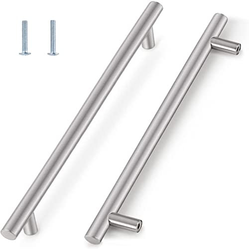 Tiradores de Cocina y Baño de Acero Inoxidable - Tiradores para Armarios, Muebles y Puertas - Cajones (Distancia del Agujero: 192mm, 2 Piezas, Plata)