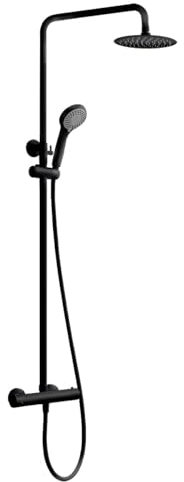 IMEX BTK017/NG KENT Grifo Termostático Conjunto de Ducha Telescópico Negro Mate