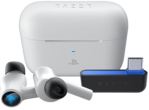 Razer Hammerhead HyperSpeed - Auriculares inalámbricos multiplataforma para videojuegos PlayStation 5 y PS5 PC, móvil: ANC - Micrófono con cancelación de ruido - Bluetooth 5.2 - RGB Chroma - 30 horas