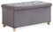 BRIAN & DANY Ottoman Storage Box with 4 Wood Legs, Velvet Storage Ottoman for Living Room, Gray, 76 x 38 x 38 cm