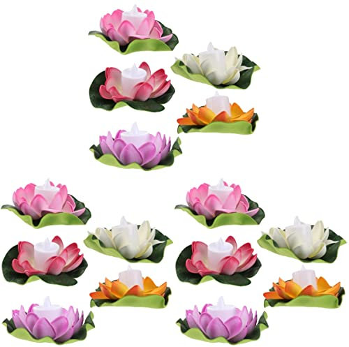 Uonlytech 15 Stücke Laterne Blumengarten von Powered Farben Teich Gemischt Nacht Frühling für Gebet Festival Party Party Buddhistische Hochzeit/Laternen Multicolor Licht Licht-