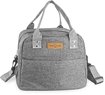 FuninCrea Bolsa de Almuerzo de Aislamiento, Bolsa de Almuerzo con Bolsa de Refrigeración Ajustable a Prueba de Fugas Universal para Niños y Adultos Adecuada para Escuelas de Trabajo (Gris)