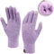 Damen Winter Warm Touchscreen Handschuhe Thermo Gestrickte Winterhandschuhe Doppellagige Strickhandschuhe mit Fleece Gefütterte Frauen Geschenk, Lila